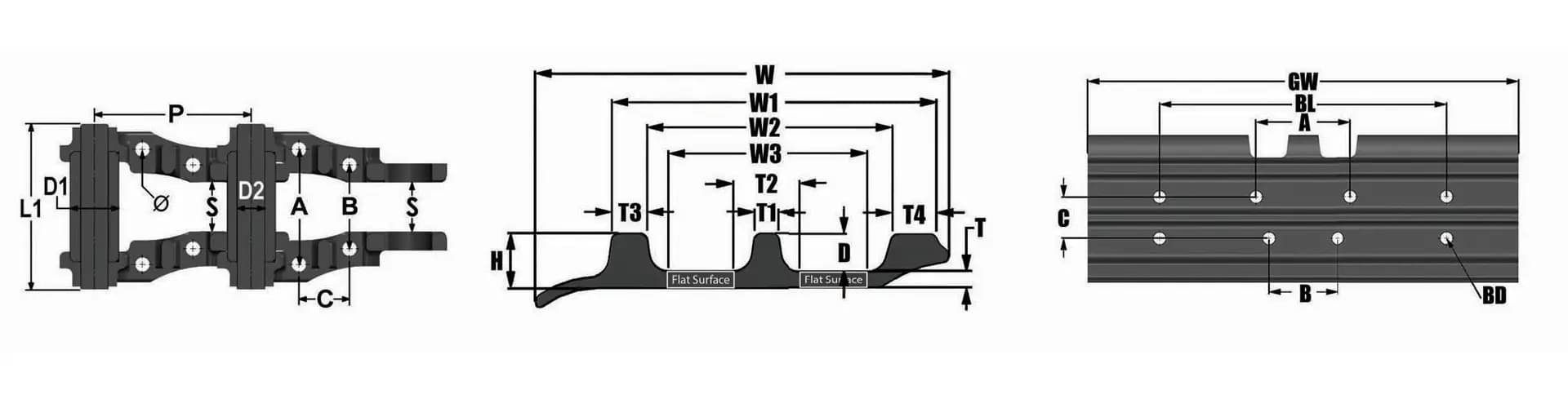 Bolt-On Pad Measurement Diagram
