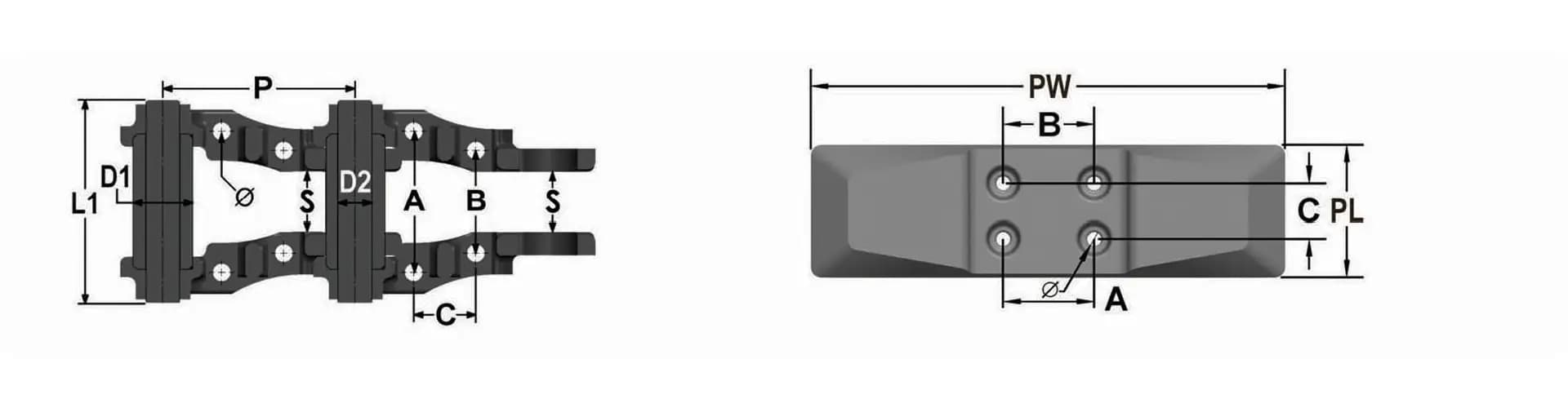 Chain-On Pad Measurement Diagram